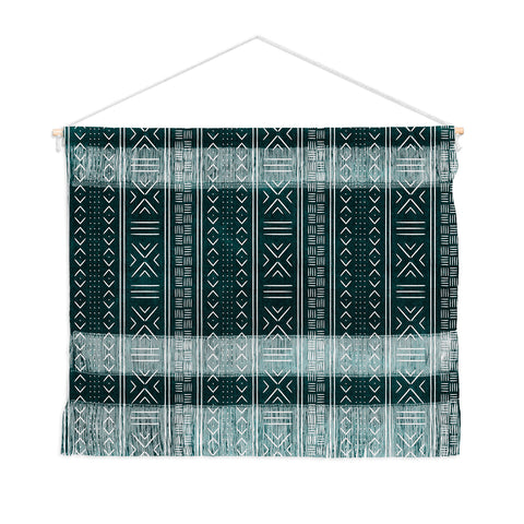 Little Arrow Design Co teal mudcloth tribal Wall Hanging Landscape