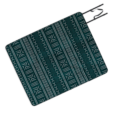 Little Arrow Design Co teal mudcloth tribal Picnic Blanket