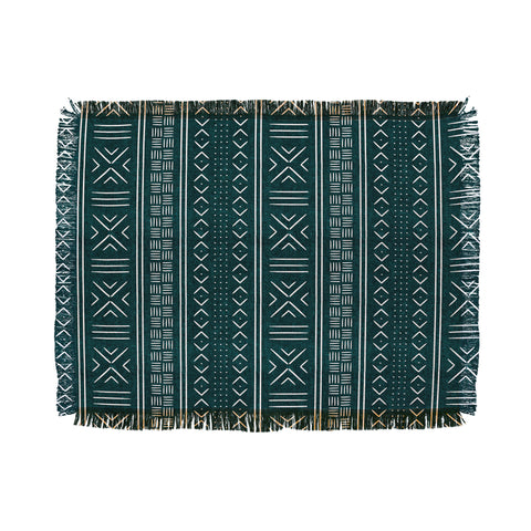 Little Arrow Design Co teal mudcloth tribal Throw Blanket