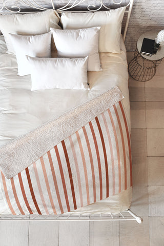 Little Arrow Design Co terra cotta stripes Fleece Throw Blanket