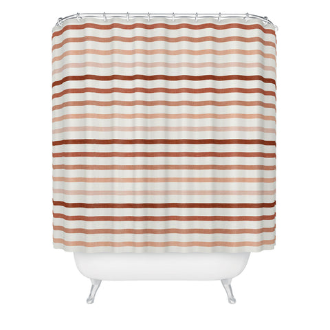 Little Arrow Design Co terra cotta stripes Shower Curtain