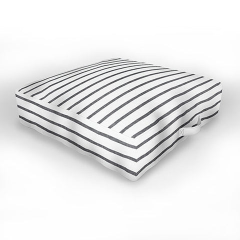 Little Arrow Design Co Thin Grey Stripe Outdoor Floor Cushion