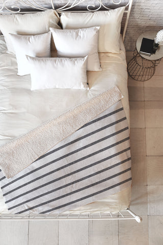 Little Arrow Design Co Thin Grey Stripe Fleece Throw Blanket
