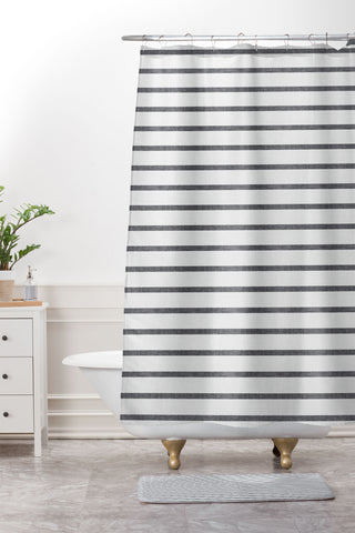 Little Arrow Design Co Thin Grey Stripe Shower Curtain And Mat