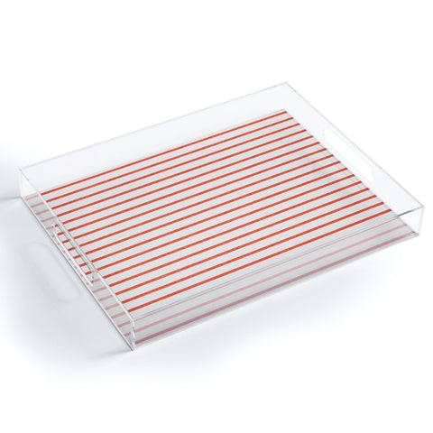 Little Arrow Design Co thin orange stripes Acrylic Tray