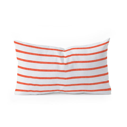Little Arrow Design Co thin orange stripes Oblong Throw Pillow