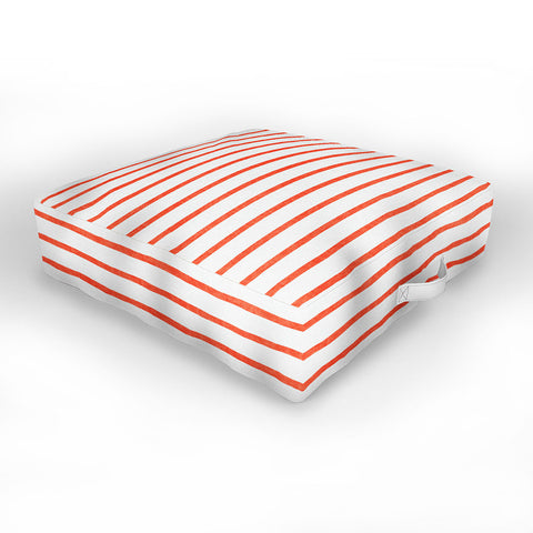 Little Arrow Design Co thin orange stripes Outdoor Floor Cushion