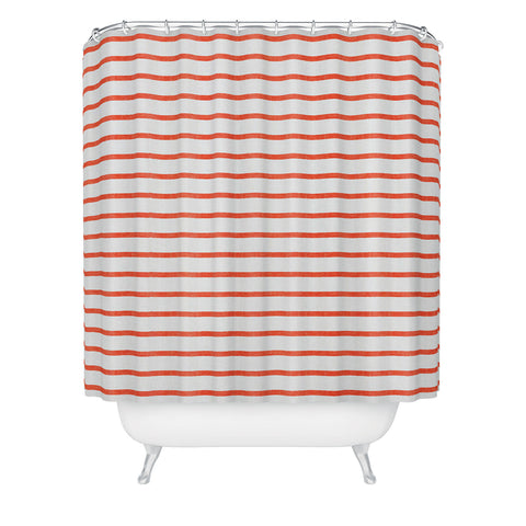 Little Arrow Design Co thin orange stripes Shower Curtain