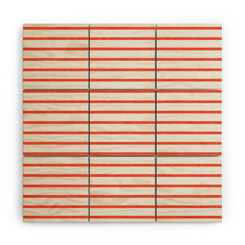 Little Arrow Design Co thin orange stripes Wood Wall Mural