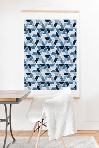 Little Arrow Design Co triangle geo blue Art Print And Hanger
