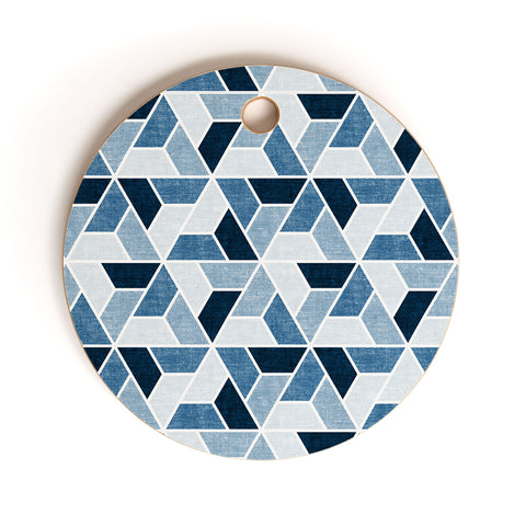 Little Arrow Design Co triangle geo blue Cutting Board Round