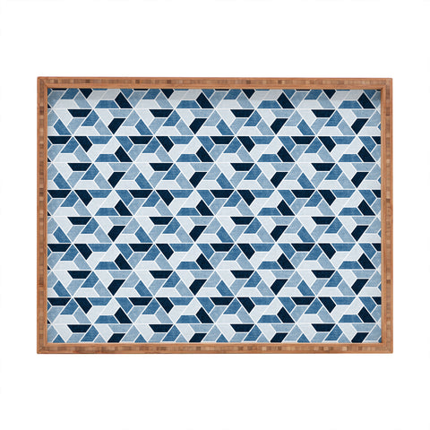 Little Arrow Design Co triangle geo blue Rectangular Tray