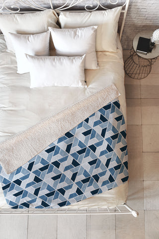 Little Arrow Design Co triangle geo blue Fleece Throw Blanket