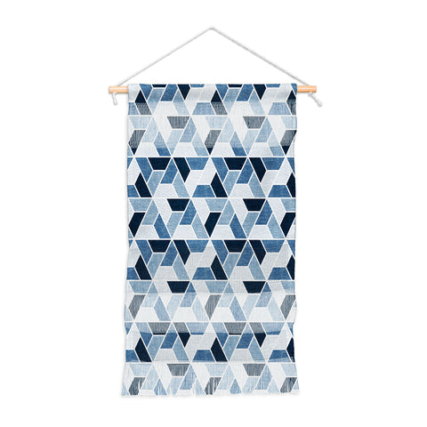 Little Arrow Design Co triangle geo blue Wall Hanging Portrait
