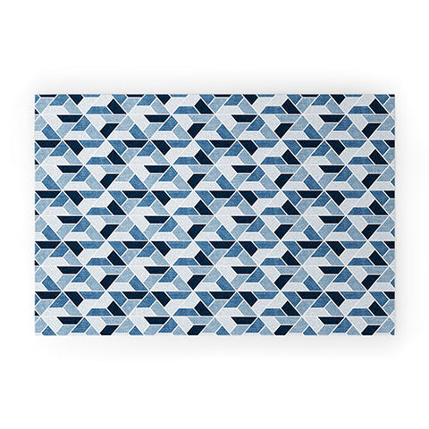 Little Arrow Design Co triangle geo blue Welcome Mat