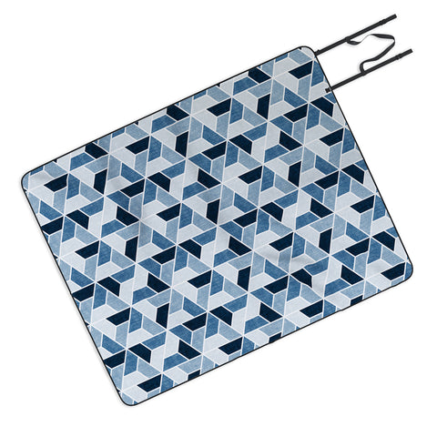 Little Arrow Design Co triangle geo blue Picnic Blanket