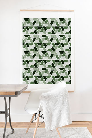 Little Arrow Design Co triangle geo green Art Print And Hanger