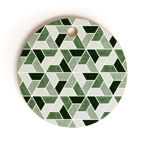 Little Arrow Design Co triangle geo green Cutting Board Round