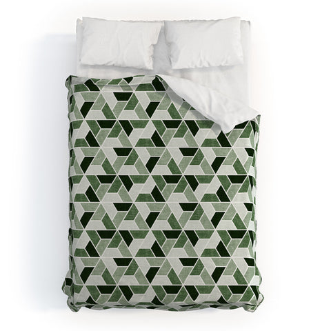 Little Arrow Design Co triangle geo green Duvet Cover