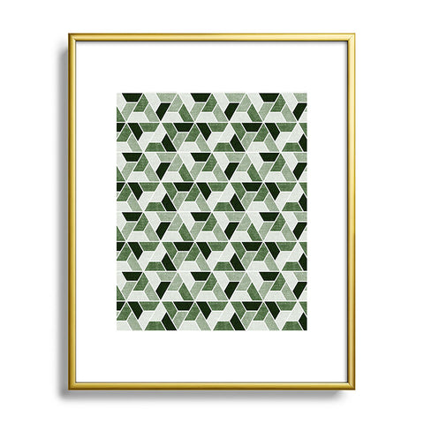 Little Arrow Design Co triangle geo green Metal Framed Art Print
