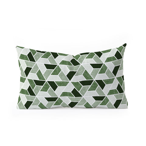 Little Arrow Design Co triangle geo green Oblong Throw Pillow