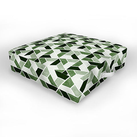 Little Arrow Design Co triangle geo green Outdoor Floor Cushion
