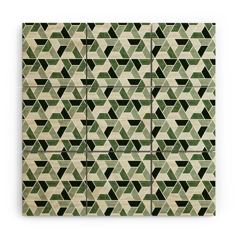 Little Arrow Design Co triangle geo green Wood Wall Mural