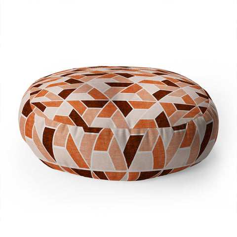 Little Arrow Design Co triangle geo orange Floor Pillow Round