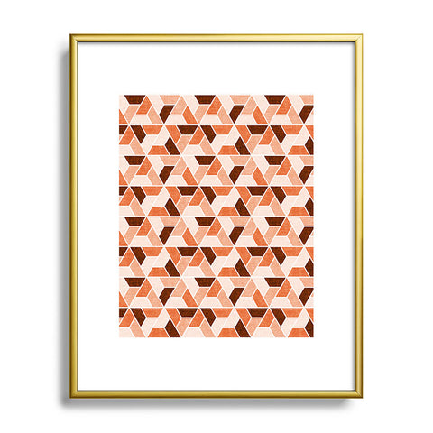 Little Arrow Design Co triangle geo orange Metal Framed Art Print