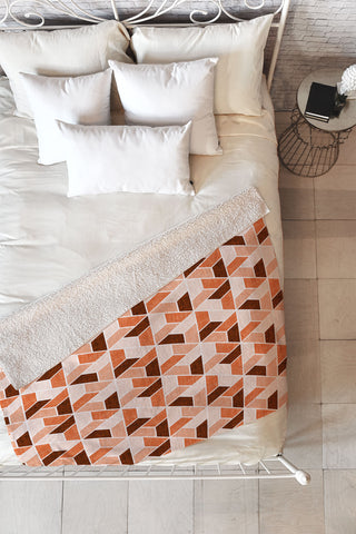 Little Arrow Design Co triangle geo orange Fleece Throw Blanket