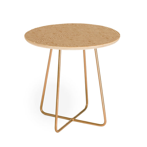 Little Arrow Design Co triangle stripes golden brown Round Side Table