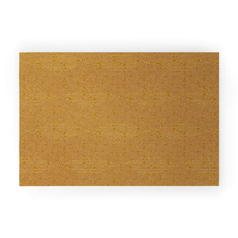Little Arrow Design Co triangle stripes mustard Welcome Mat