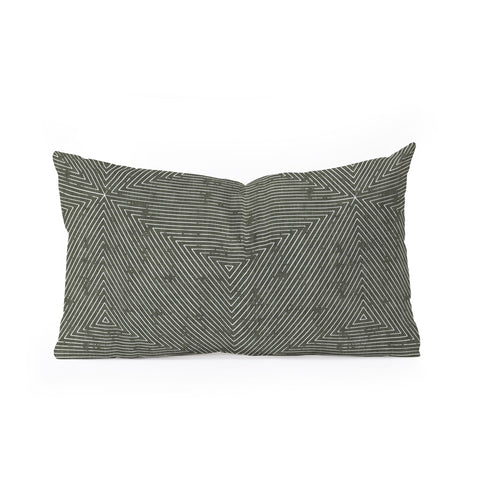 Little Arrow Design Co triangle stripes olive Oblong Throw Pillow