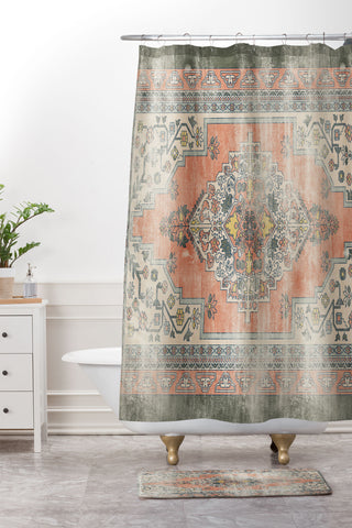 Little Arrow Design Co turkish floral orange olive Shower Curtain And Mat