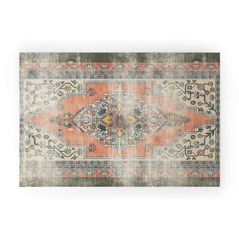 Little Arrow Design Co turkish floral orange olive Welcome Mat