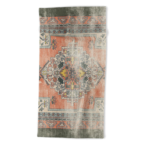 Little Arrow Design Co turkish floral orange olive Beach Towel