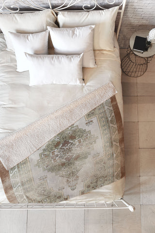 Little Arrow Design Co turkish floral sage brown Fleece Throw Blanket