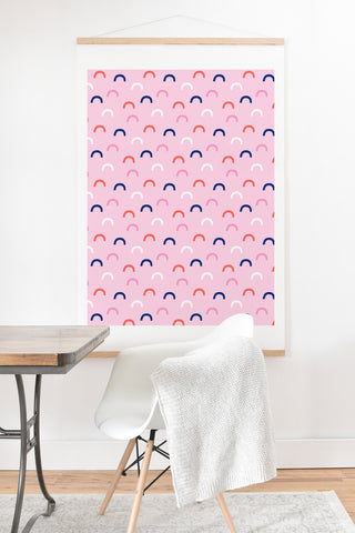Little Arrow Design Co unicorn dreams deconstructed rainbows on pink Art Print And Hanger