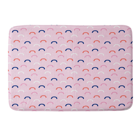 Little Arrow Design Co unicorn dreams deconstructed rainbows on pink Memory Foam Bath Mat