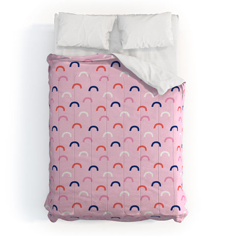Little Arrow Design Co unicorn dreams deconstructed rainbows on pink Comforter