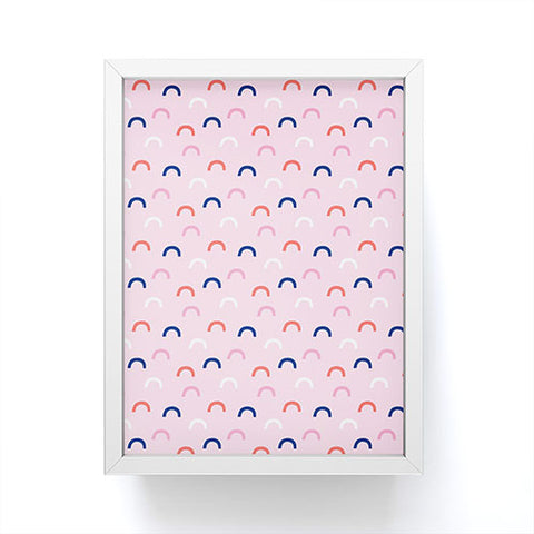 Little Arrow Design Co unicorn dreams deconstructed rainbows on pink Framed Mini Art Print