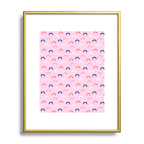 Little Arrow Design Co unicorn dreams deconstructed rainbows on pink Metal Framed Art Print