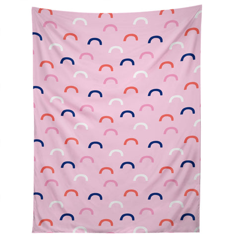 Little Arrow Design Co unicorn dreams deconstructed rainbows on pink Tapestry