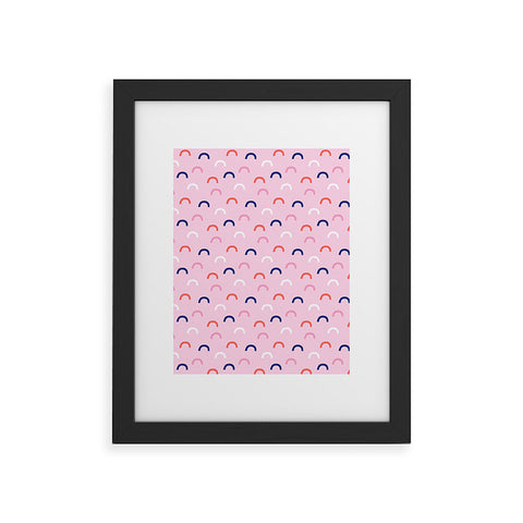 Little Arrow Design Co unicorn dreams deconstructed rainbows on pink Framed Art Print