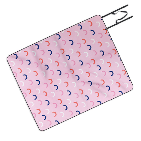 Little Arrow Design Co unicorn dreams deconstructed rainbows on pink Picnic Blanket