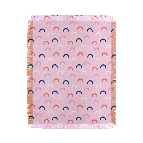 Little Arrow Design Co unicorn dreams deconstructed rainbows on pink Throw Blanket