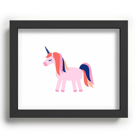 Little Arrow Design Co unicorn dreams in pink and blue Recessed Framing Rectangle