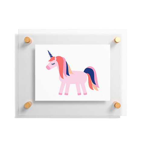 Little Arrow Design Co unicorn dreams in pink and blue Floating Acrylic Print