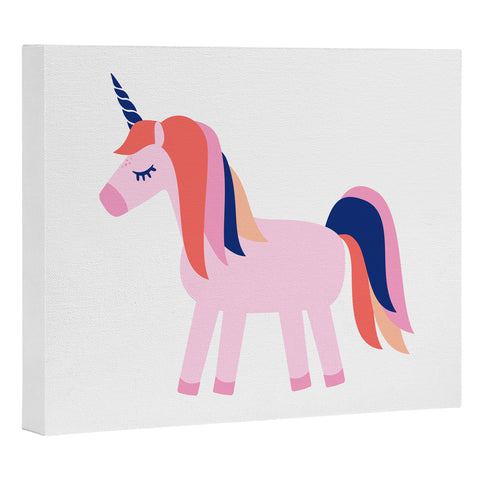 Little Arrow Design Co unicorn dreams in pink and blue Art Canvas