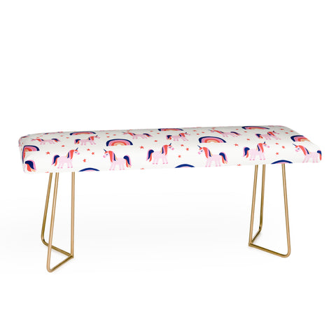 Little Arrow Design Co unicorn dreams in pink and blue Bench